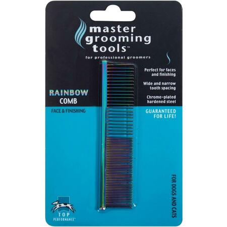PETEDGE Master Grooming Tools Steel Pet Rainbow Grayhound Comb, Fine And Coarse TP5208 12